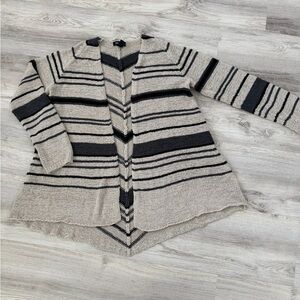 Style & Co. Beige and Black Striped Open-Front Cardigan